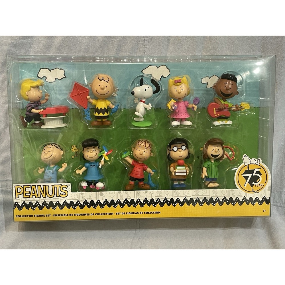 NEW Just Play Co - Peanuts - 10 Piece Collector Figure Set - 75 Years of Snoopy